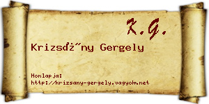 Krizsány Gergely névjegykártya